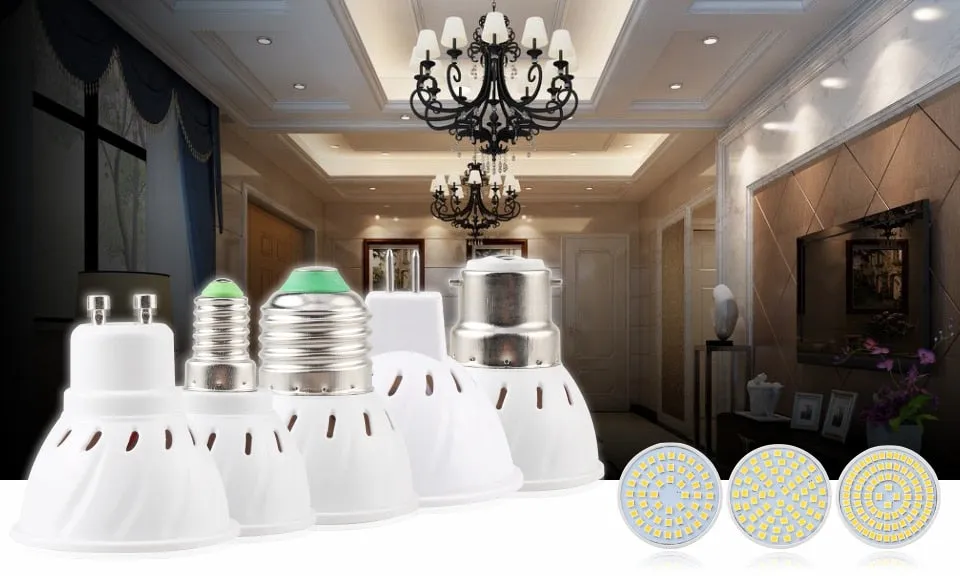 10pcs Lampada LED Spotlight Bulb E27 E14 MR16 GU10 B22 220V Bombillas LED Lamp 48 60 80 LED 2835 SMD Lampara Spot Light 3w 4w 5w