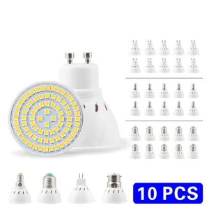 10pcs Lampada LED Spotlight Bulb E27 E14 MR16 GU10 B22 220V Bombillas LED Lamp 48 60 80 LED 2835 SMD Lampara Spot Light 3w 4w 5w