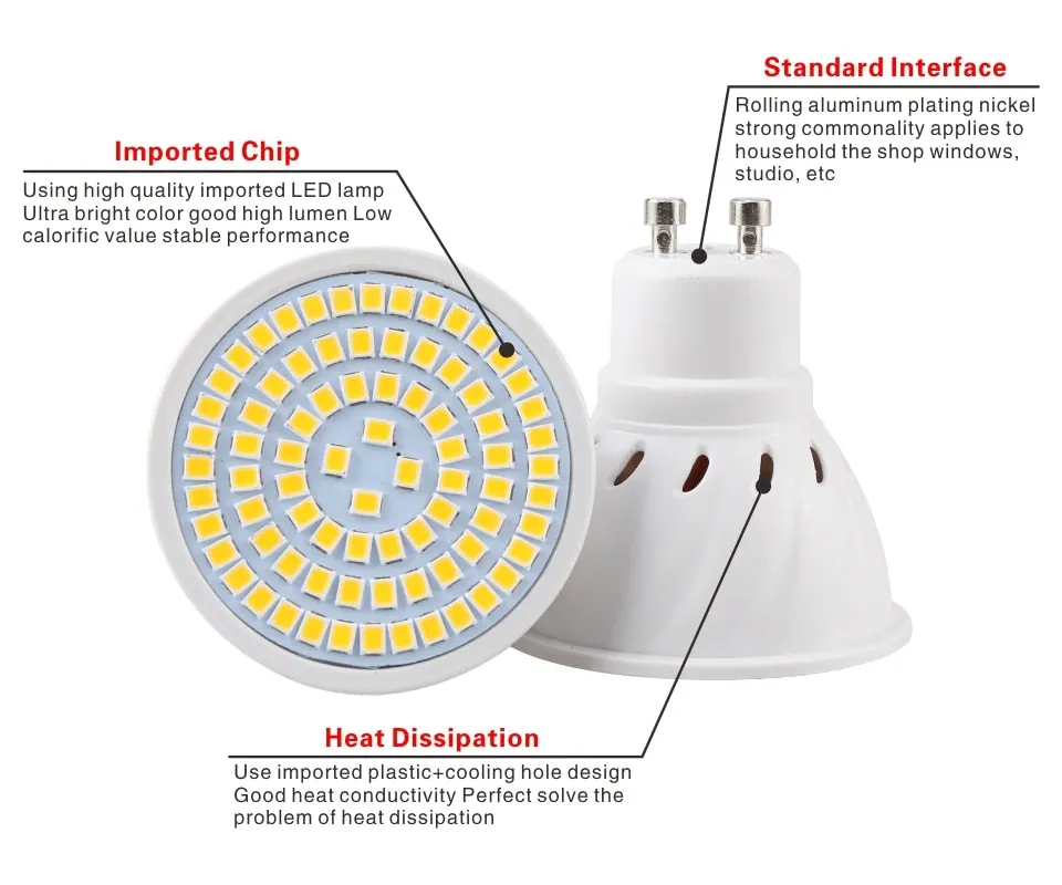 10pcs Lampada LED Spotlight Bulb E27 E14 MR16 GU10 B22 220V Bombillas LED Lamp 48 60 80 LED 2835 SMD Lampara Spot Light 3w 4w 5w