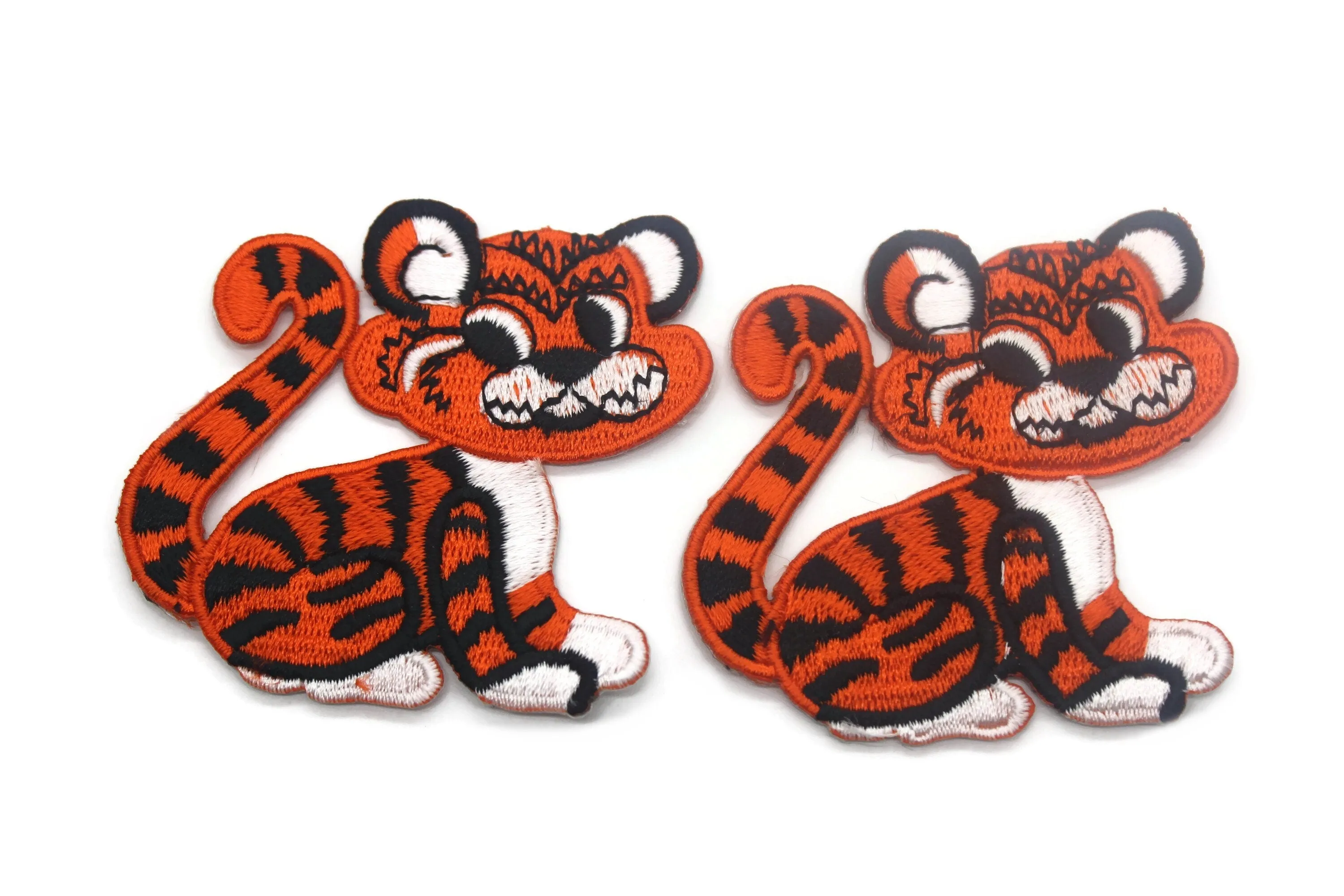 12Pcs Lovely Tiger Patch 2.16 Inch Iron On Patch Embroidery, Custom Patch, High Quality Sew On Badge for Denim, Sew On Patch,Animal Applique