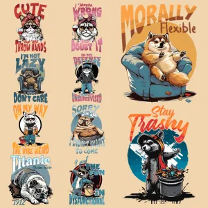 9 Sarcastic Animals Designs Bundle PNG