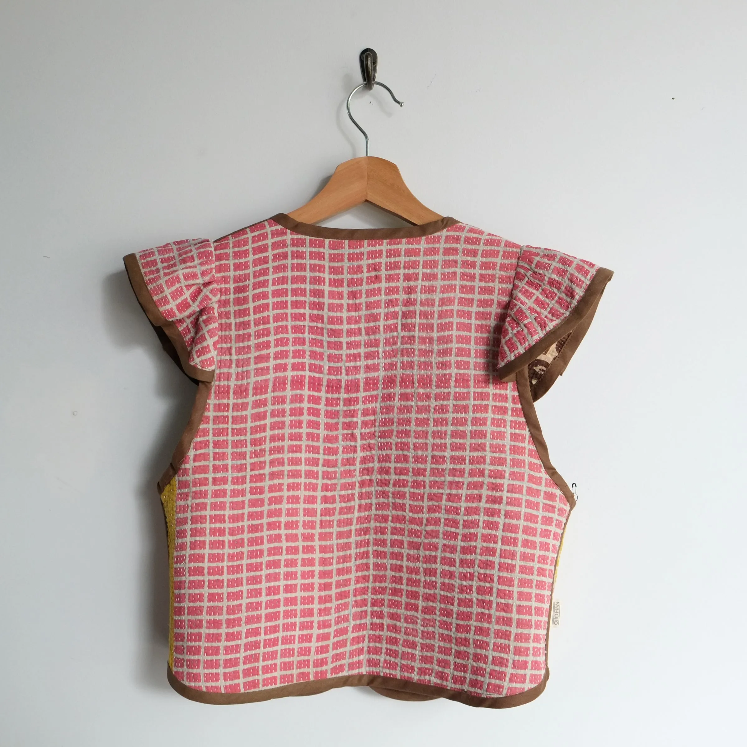 Amelia Flutter Sleeve Vest Brown Moon and Stars XS070