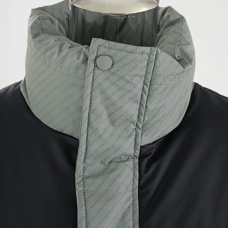 American Style Men's Cotton Jackets Stand Collar Patchwork Letter Printing Contrast Color Thick Male Padded Coats CPG2529