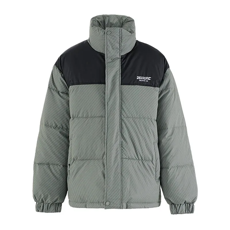 American Style Men's Cotton Jackets Stand Collar Patchwork Letter Printing Contrast Color Thick Male Padded Coats CPG2529