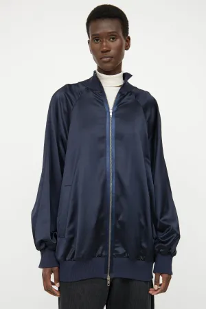 Black Satin Detached Drape Jacket