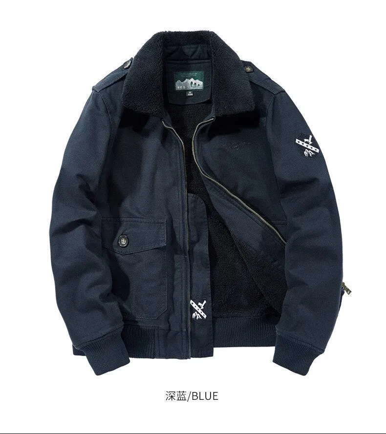 Bonsir Winter Men Cotton-padded Jacket Plus Velvet Thick Air Force Pilot Jacket Casual Military Flight Outwear Bomber Zipper Coats 1989
