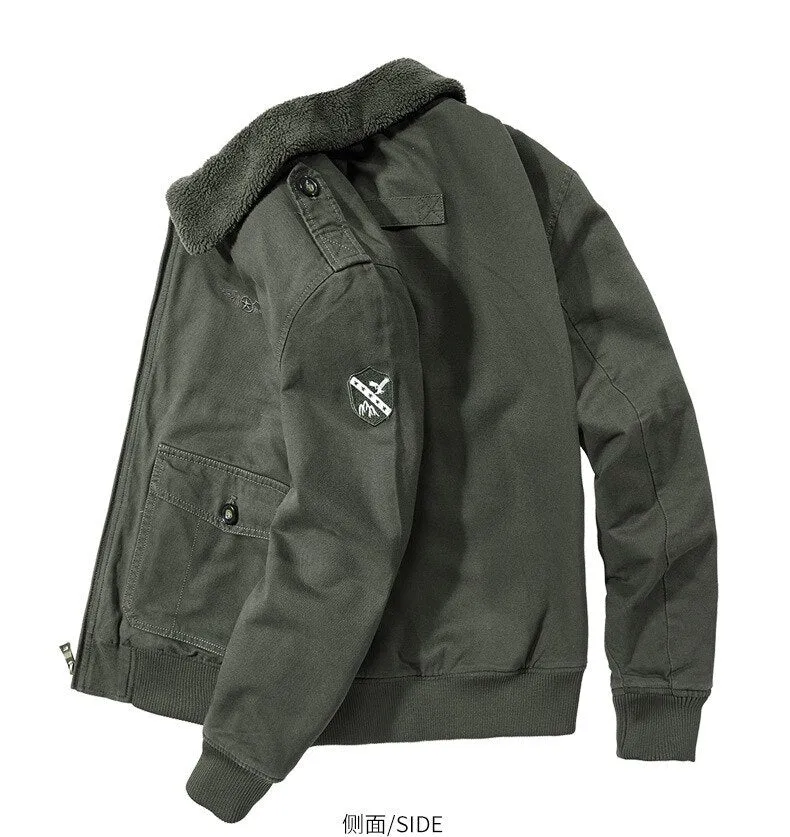 Bonsir Winter Men Cotton-padded Jacket Plus Velvet Thick Air Force Pilot Jacket Casual Military Flight Outwear Bomber Zipper Coats 1989