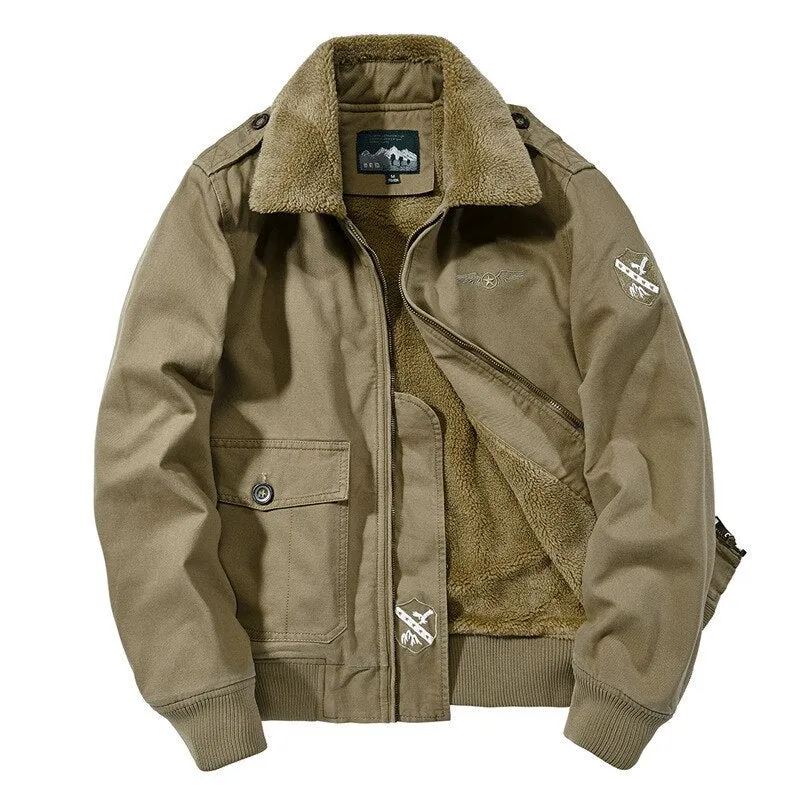 Bonsir Winter Men Cotton-padded Jacket Plus Velvet Thick Air Force Pilot Jacket Casual Military Flight Outwear Bomber Zipper Coats 1989
