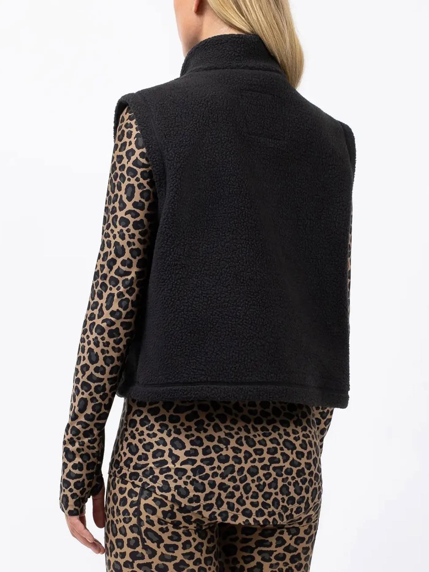Boxy Sherpa Black Vest