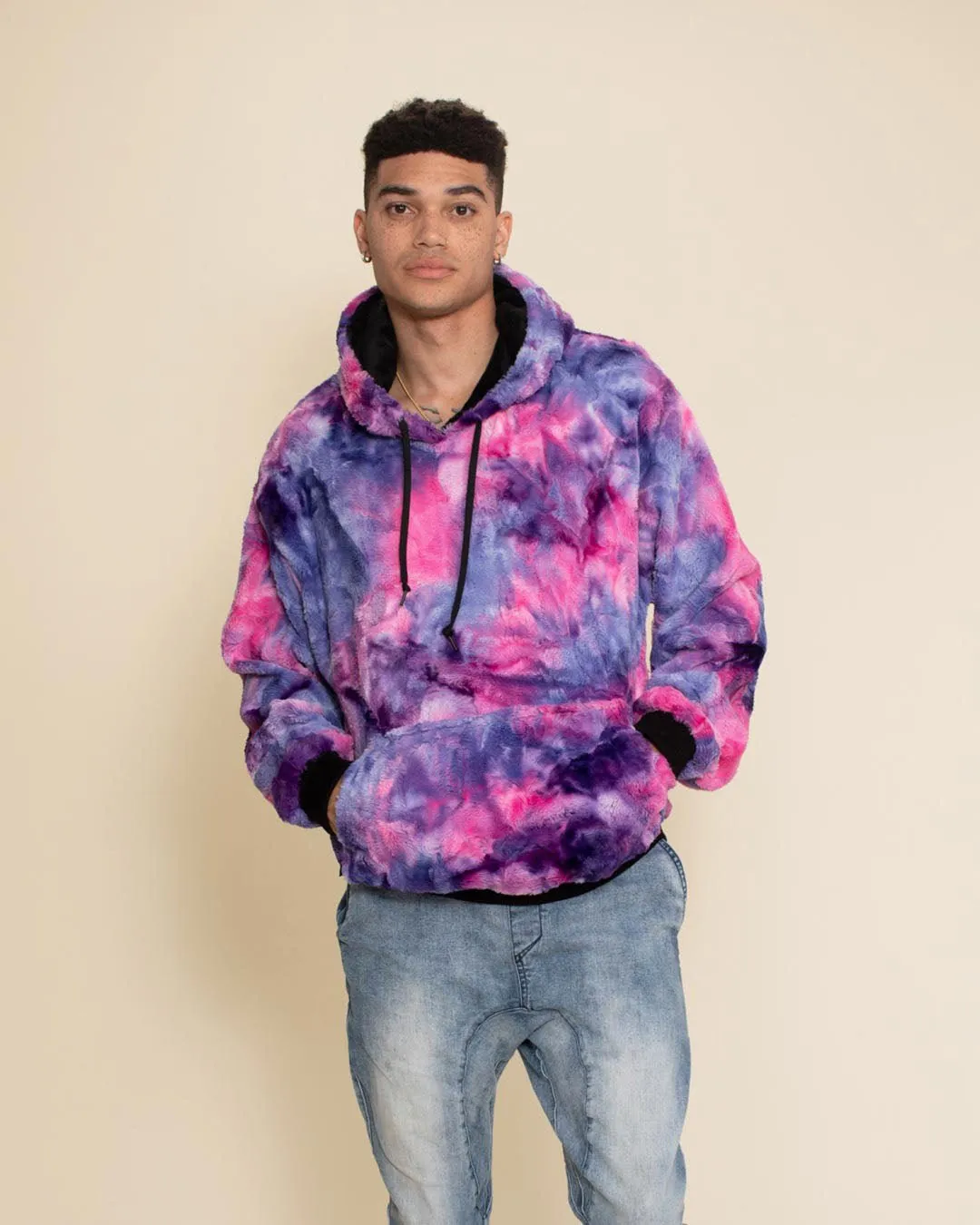 Classic Men's Fur Hoodie | Tie Dye Cotton Candy Cat