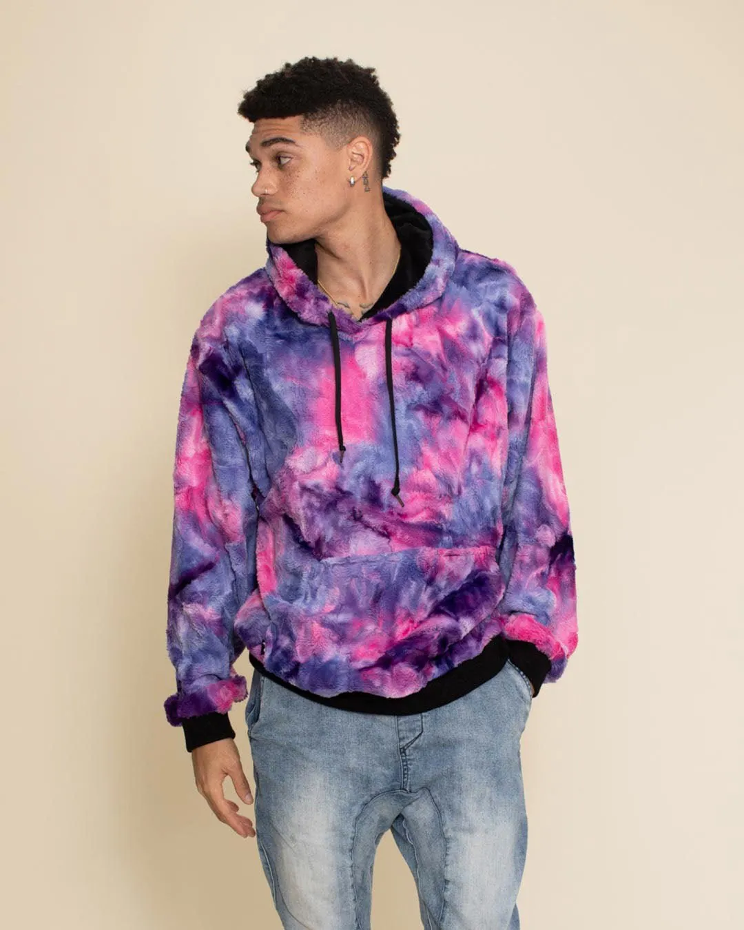 Classic Men's Fur Hoodie | Tie Dye Cotton Candy Cat