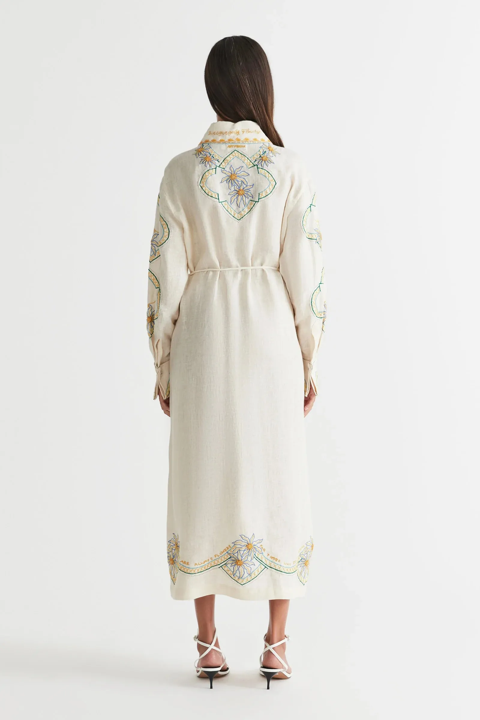 Flower Seeker Snow Drop Cuff Detail Shirt Dress