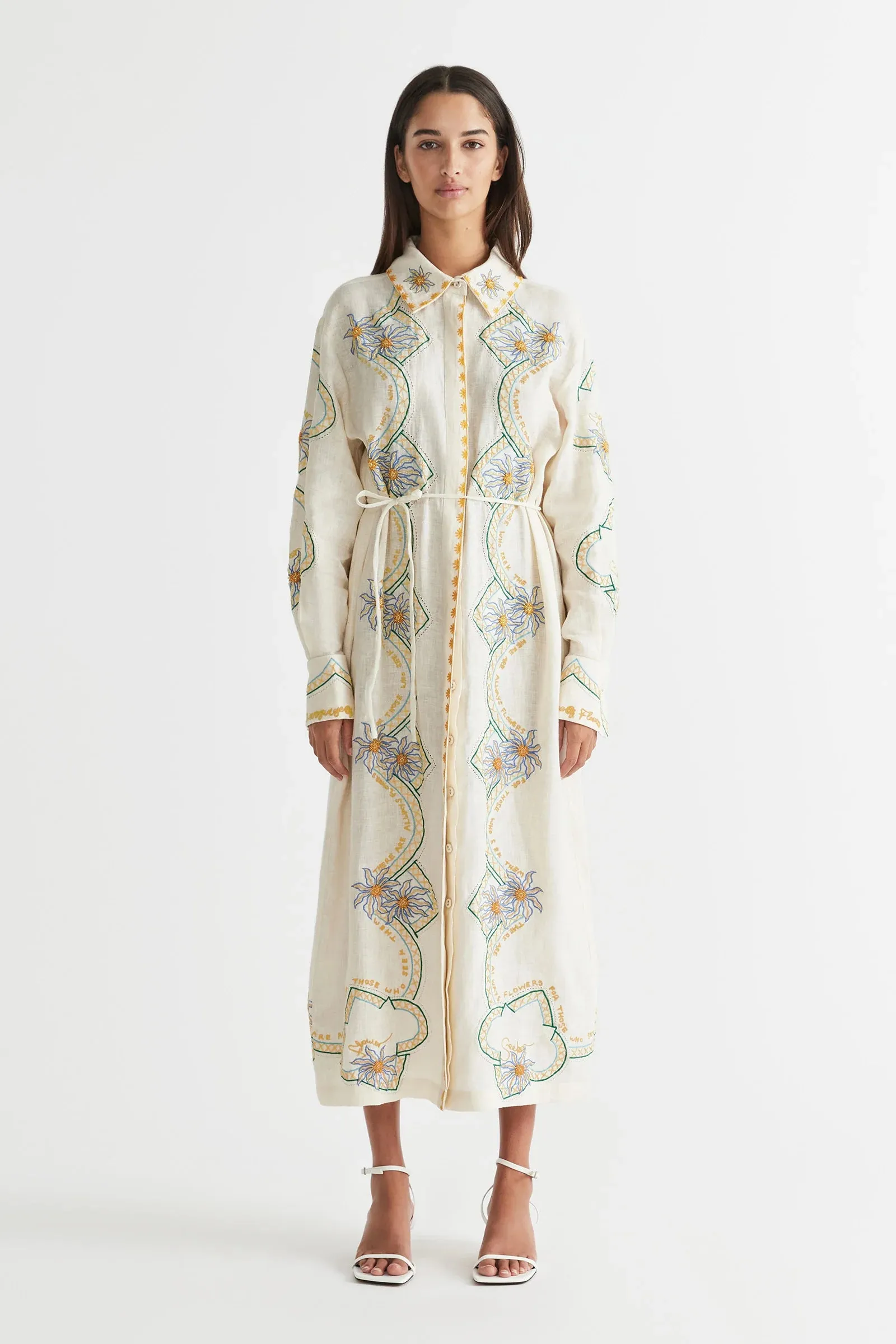 Flower Seeker Snow Drop Cuff Detail Shirt Dress
