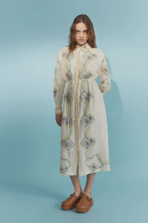 Flower Seeker Snow Drop Cuff Detail Shirt Dress