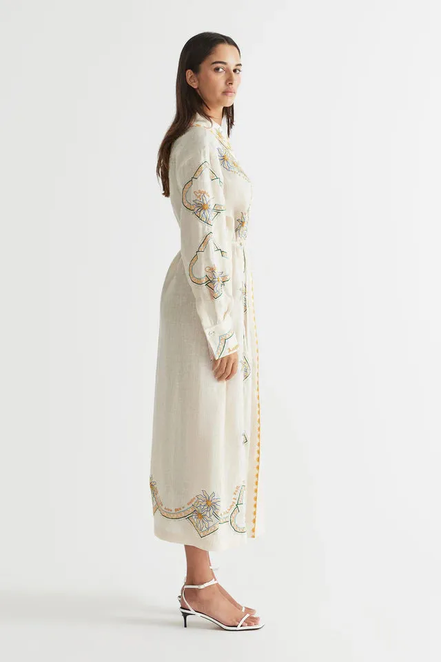 Flower Seeker Snow Drop Cuff Detail Shirt Dress