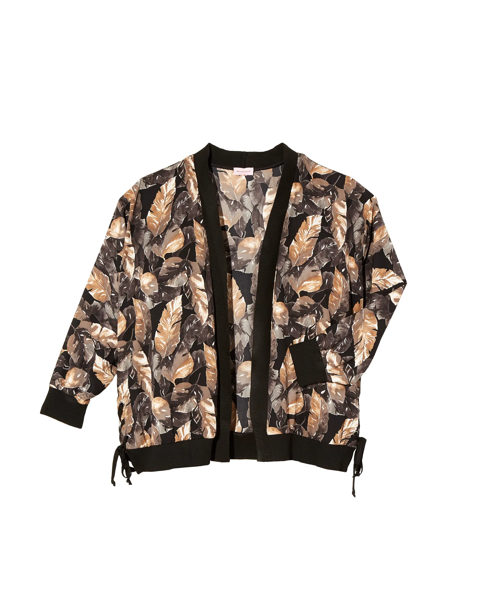 Lexy Long Sleeve Lace Up Bomber | Black / Brown
