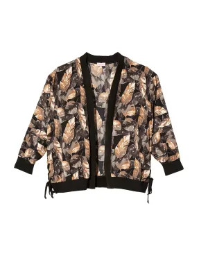 Lexy Long Sleeve Lace Up Bomber | Black / Brown