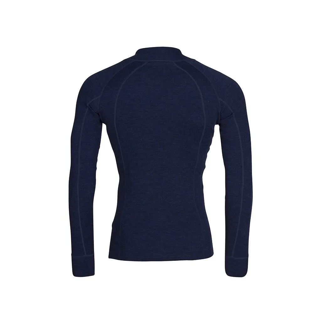 Mens Merino Wool Zip Neck - Navy