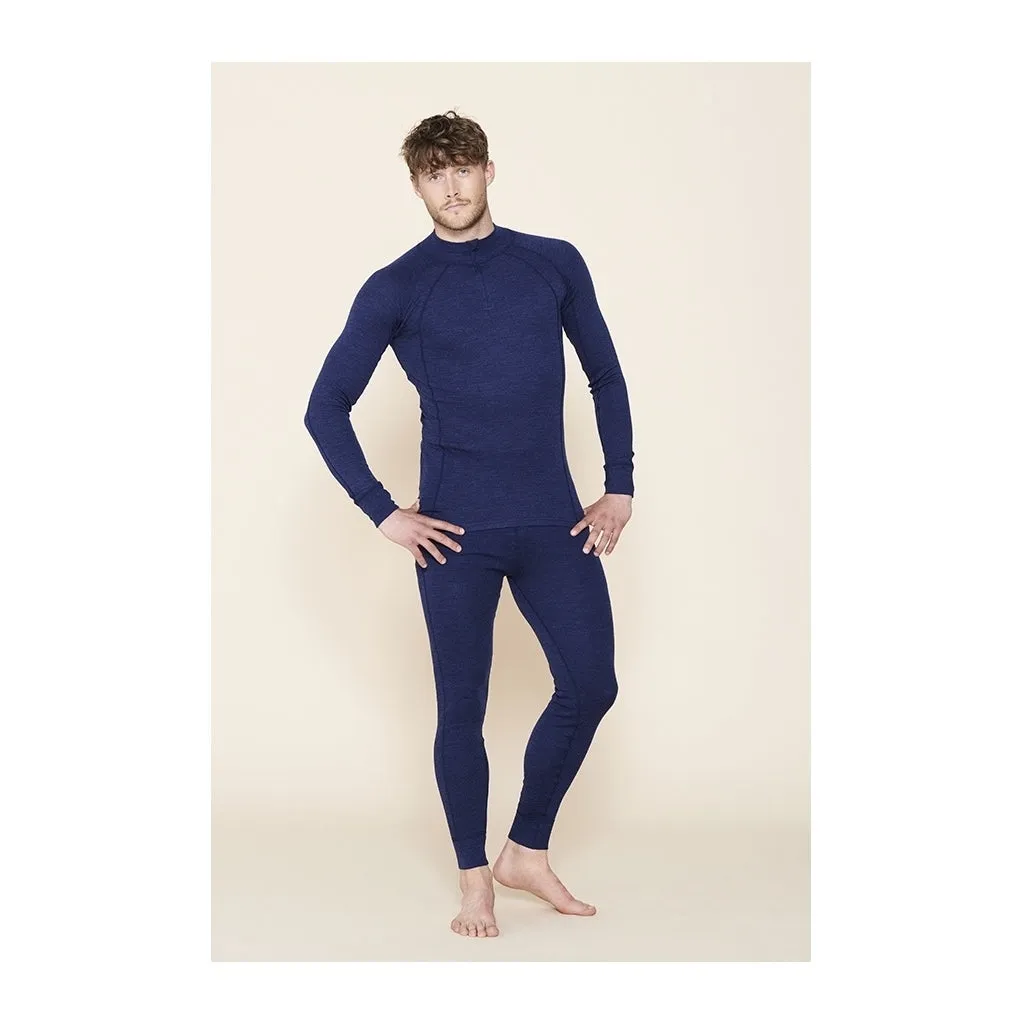 Mens Merino Wool Zip Neck - Navy