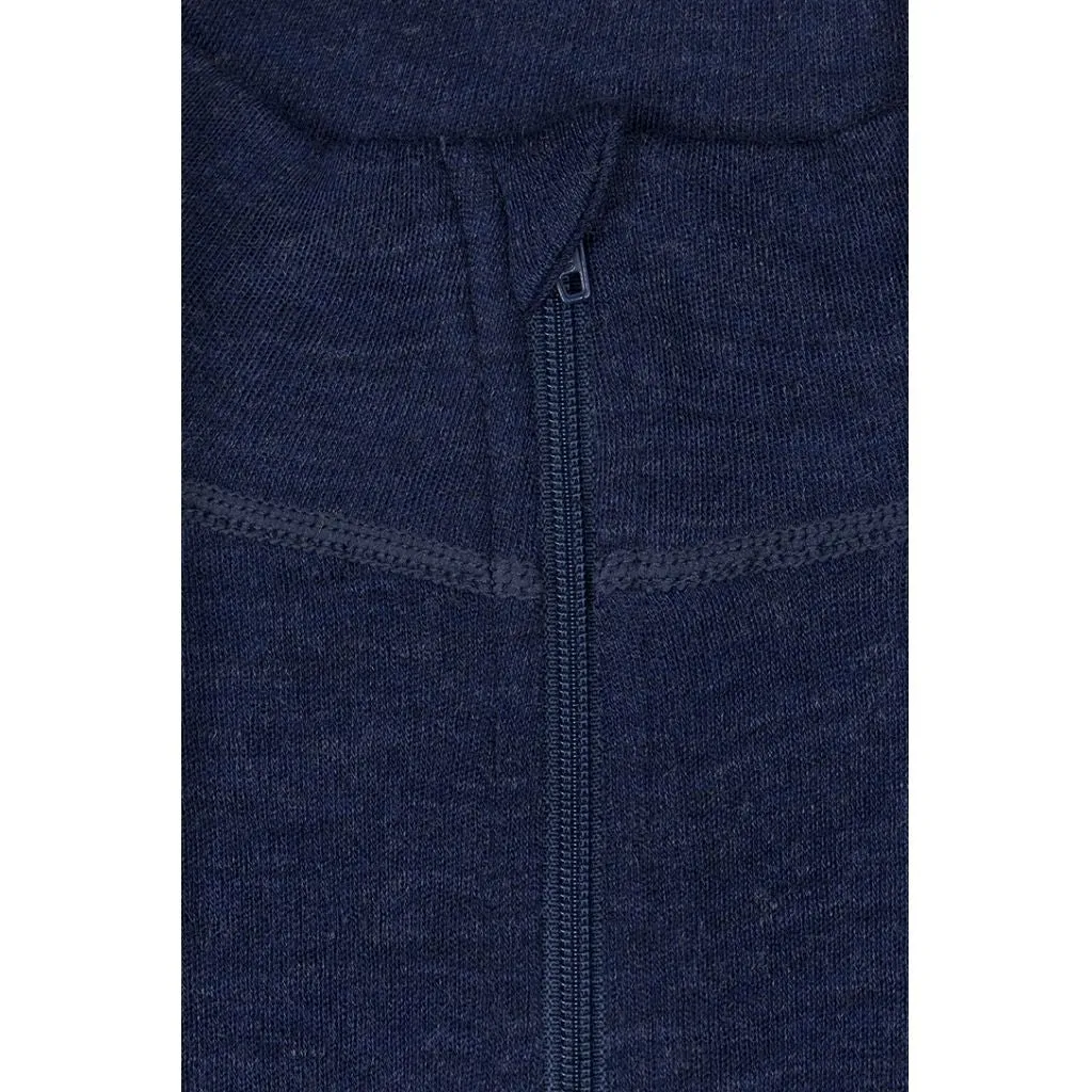 Mens Merino Wool Zip Neck - Navy