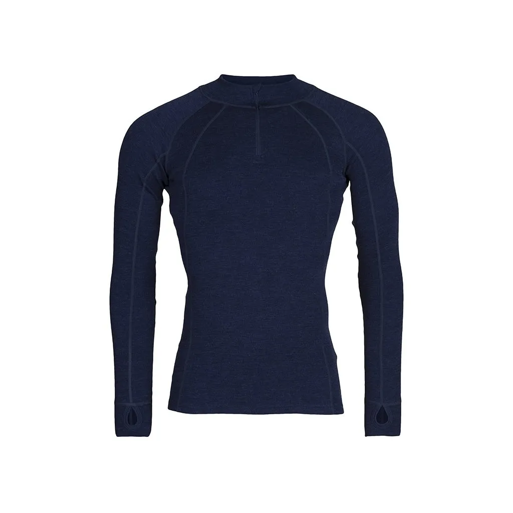 Mens Merino Wool Zip Neck - Navy