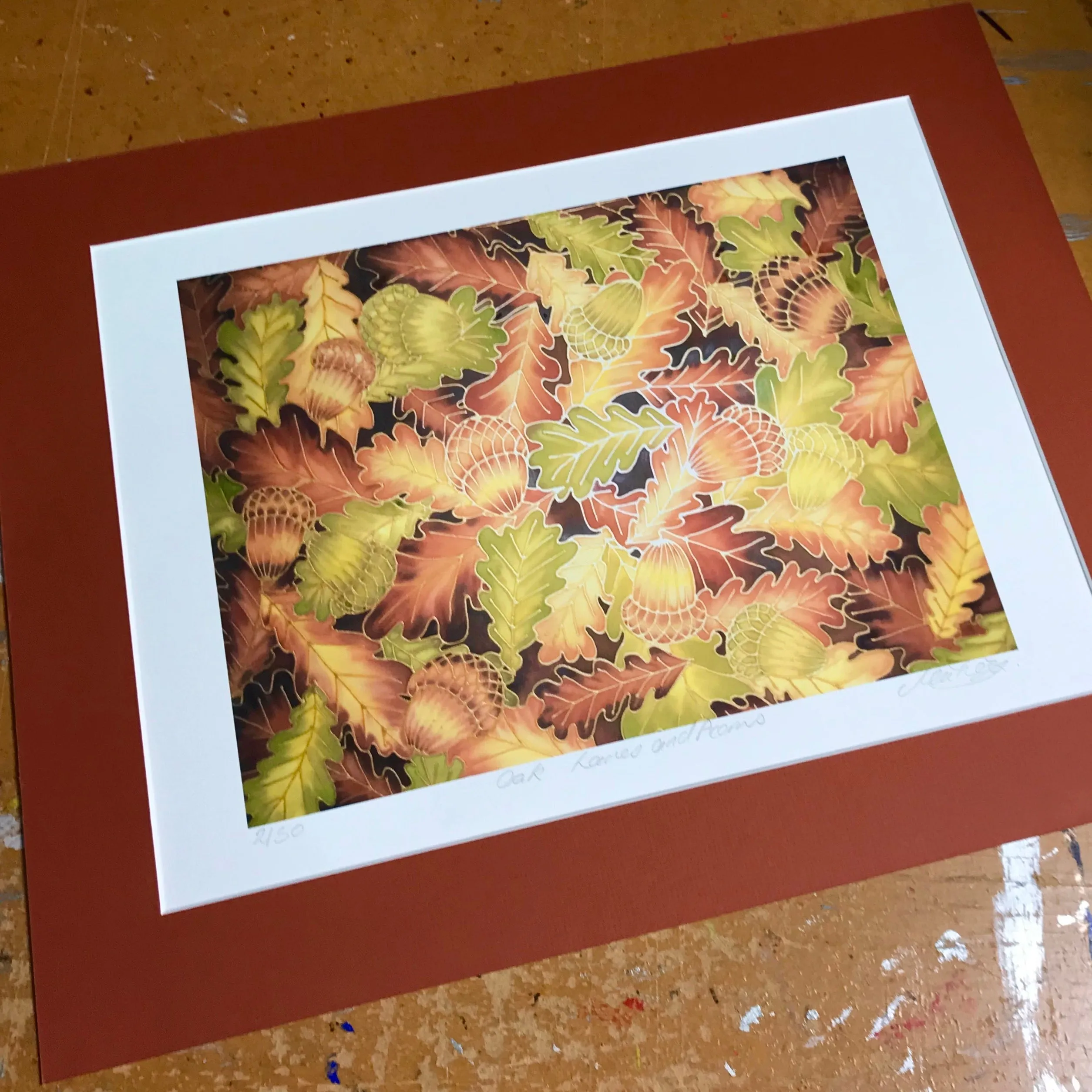 Oak Leaves and Acorns Art Print - Autumn Leaves Living Room Art
