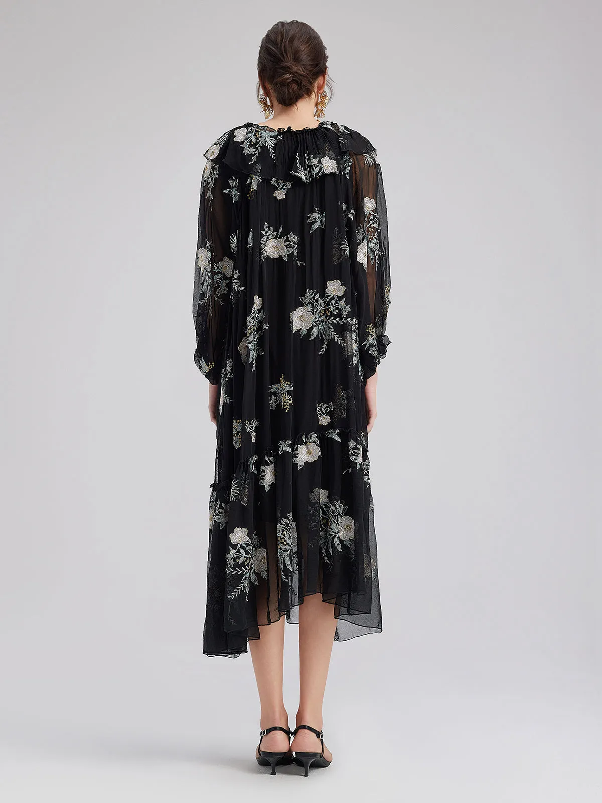 Silk Embroidered Beaded Loose Dress