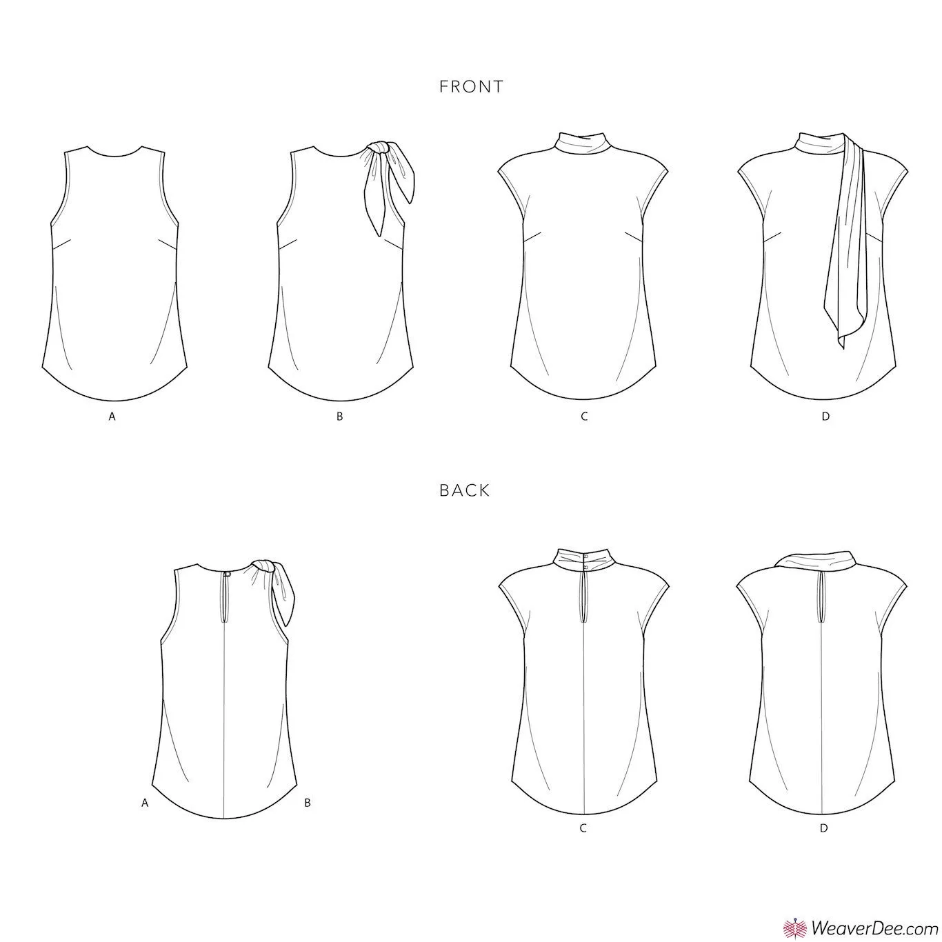 Simplicity Pattern S9045 Misses' Tops With Or Without Neck Ties
