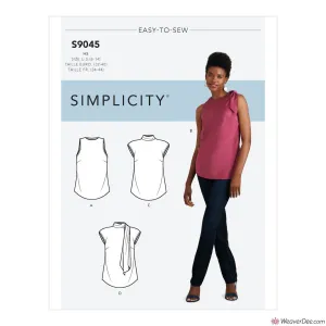 Simplicity Pattern S9045 Misses' Tops With Or Without Neck Ties