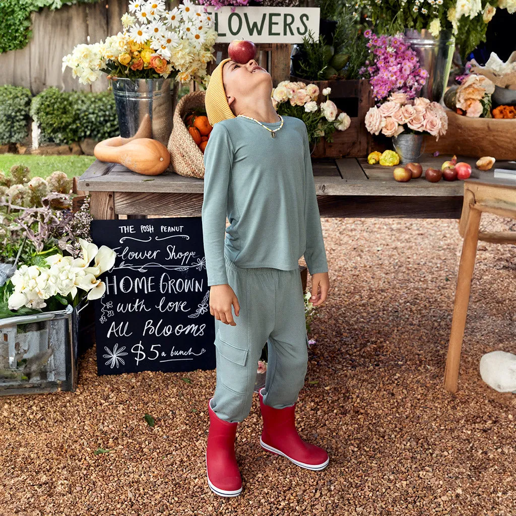 Soft Jade French Terry Cargo Joggers