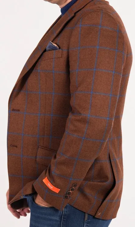 Tallia Windowpane Sport Jacket - Rust/Blue