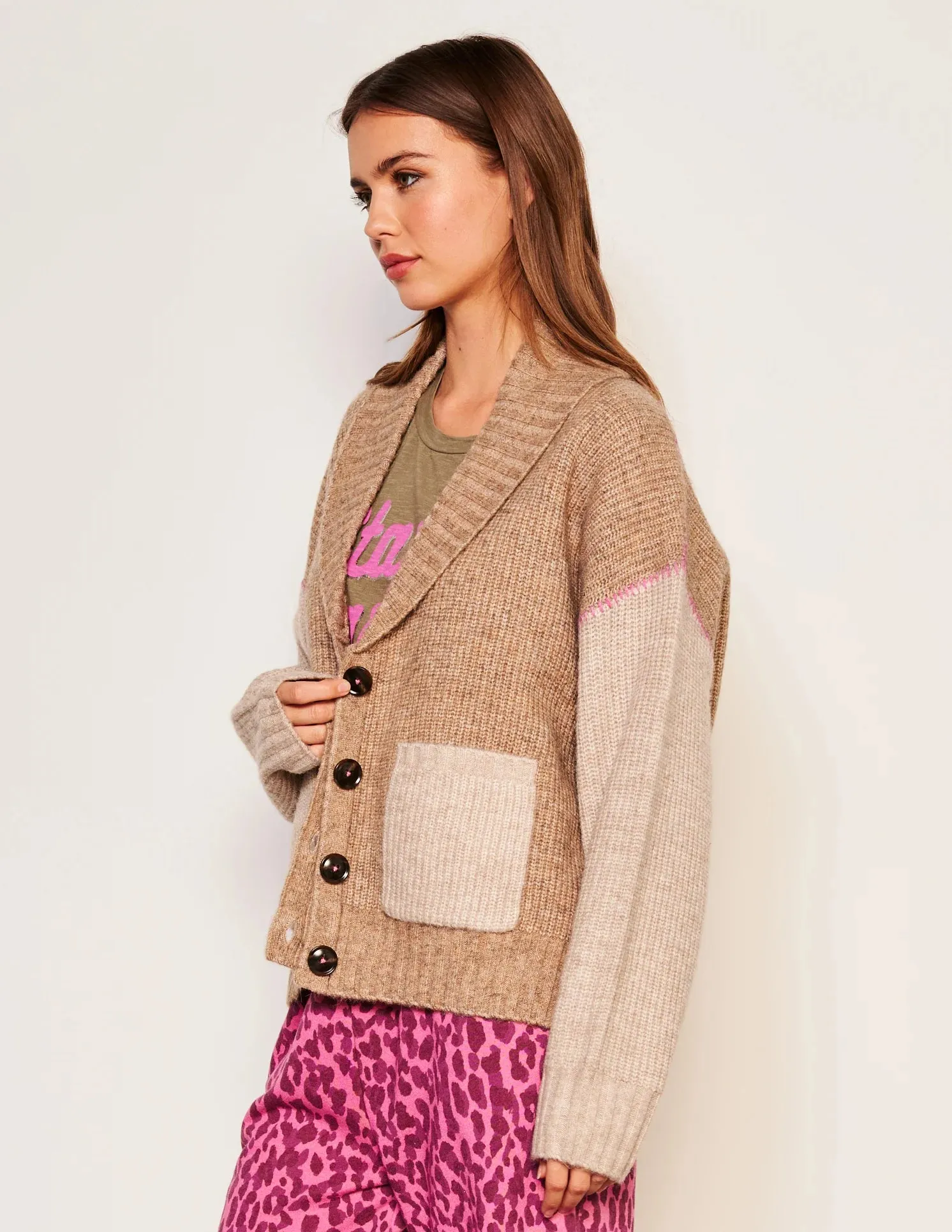 The Shawl Collar Cardi Taupe