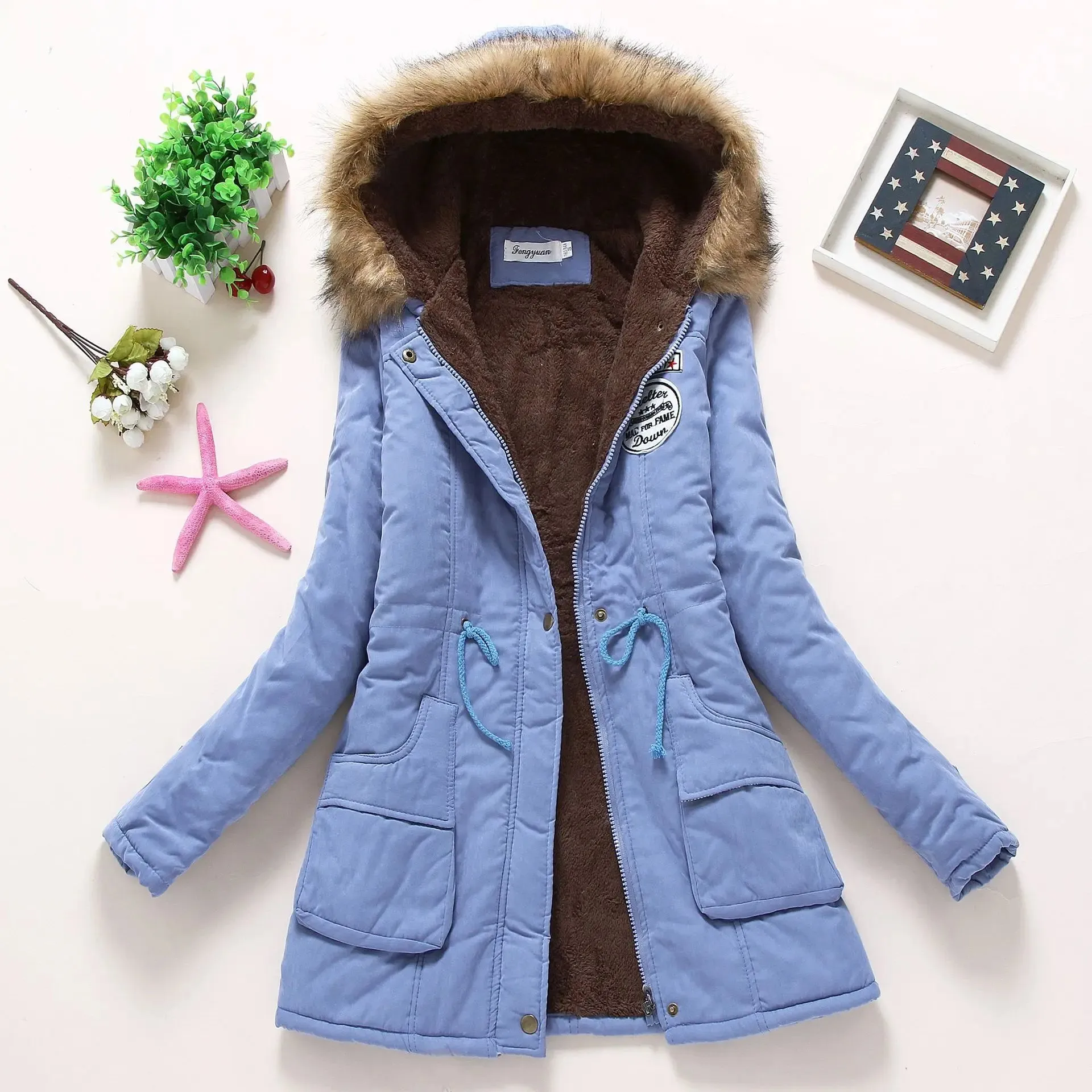 Women's Hooded Parka Jacket: Thick Warm Cotton-Padded Coat for Spring, Autumn & Winter | Casual Slim Fit (3XL) - Warm Gift for Her